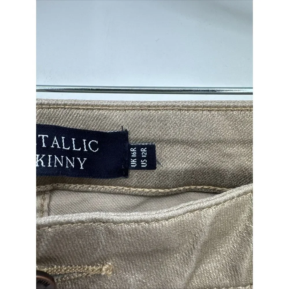 Boden Denim  Women's Size 12R‎ Stretchy Metallic Gold High Rise Pants EUC